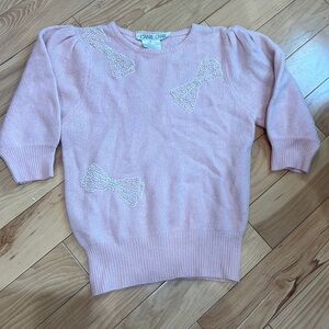 Vintage pink pearled bow sweater
